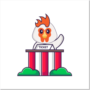 Cute chicken is being a ticket keeper. Posters and Art